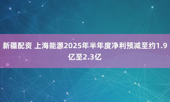 新疆配资 上海能源2025年半年度净利预减至约1.9亿至2.3亿
