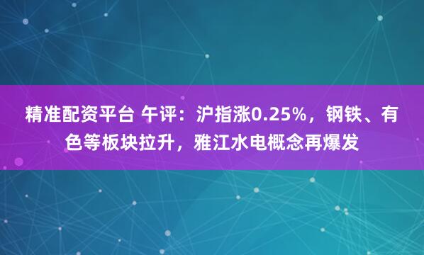 精准配资平台 午评：沪指涨0.25%，钢铁、有色等板块拉升，雅江水电概念再爆发
